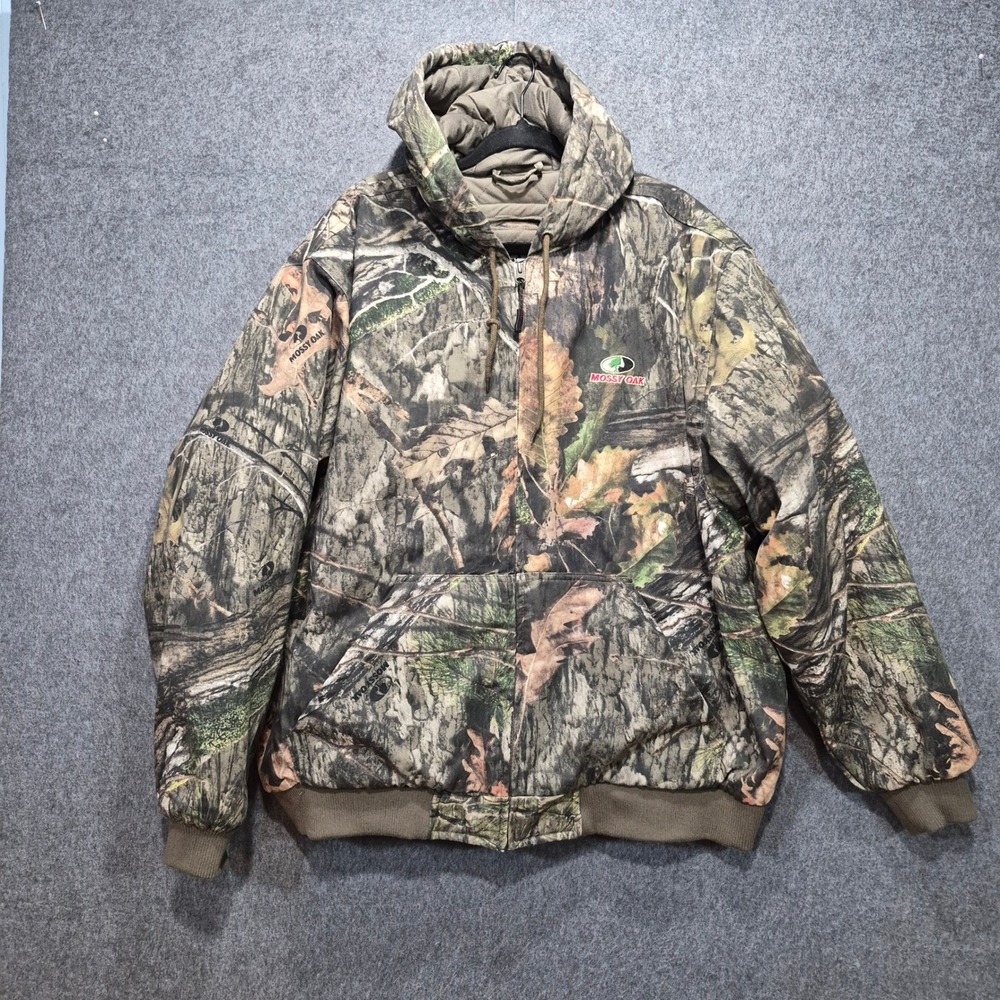 Mossy Oak 2XL Camouflage Hooded Hunting Jacket Camo Utility Cotton Blend
